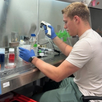 Man working on science experiment in the lab